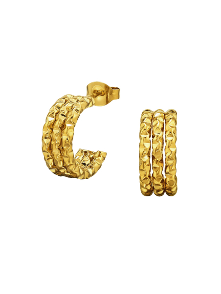 Three Line Bar Diamond Cut Stainless Steel Ear Studs