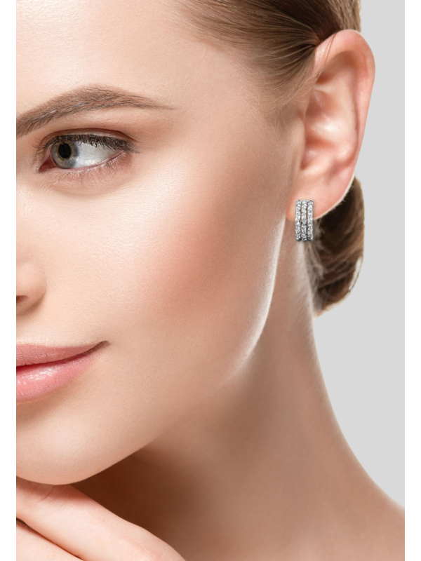 Three Line Bar Diamond Cut Stainless Steel Ear Studs