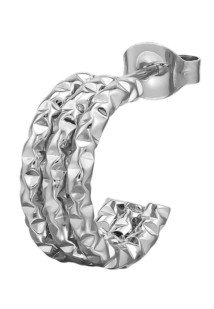 Puces d'Oreilles Barres à Trois Lignes Coupées Diamant en Acier Inoxydable