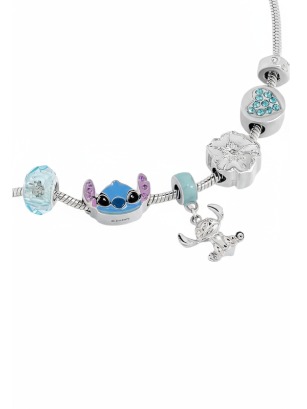 Versilbertes Stitch Charm-Armband