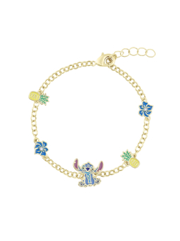 Bracelet en Laiton Plaqué Or Stitch Ananas & Fleur