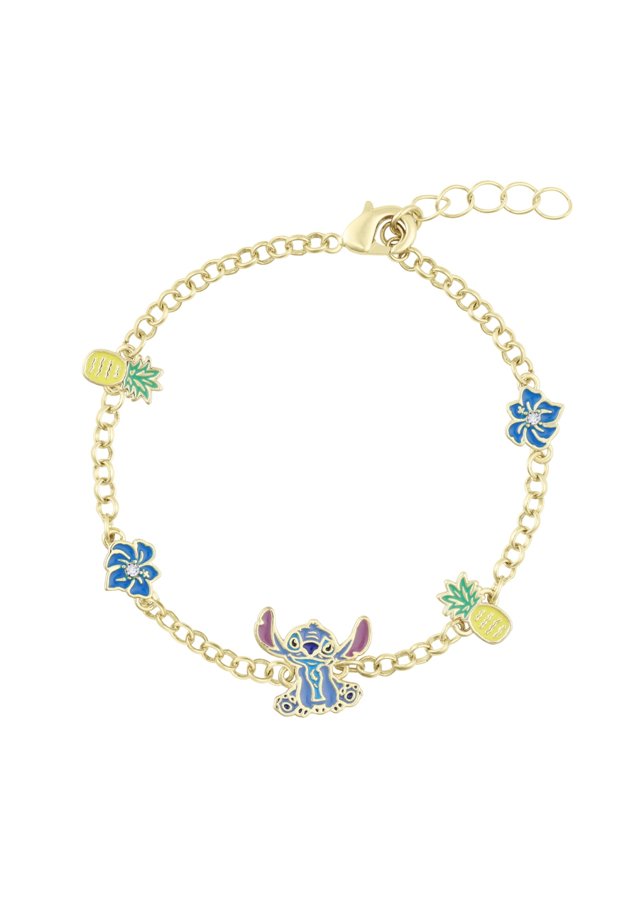 Brass YG Plated Stitch Pineapple & Flower Bracelet