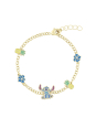 Brass YG Plated Stitch Pineapple & Flower Bracelet