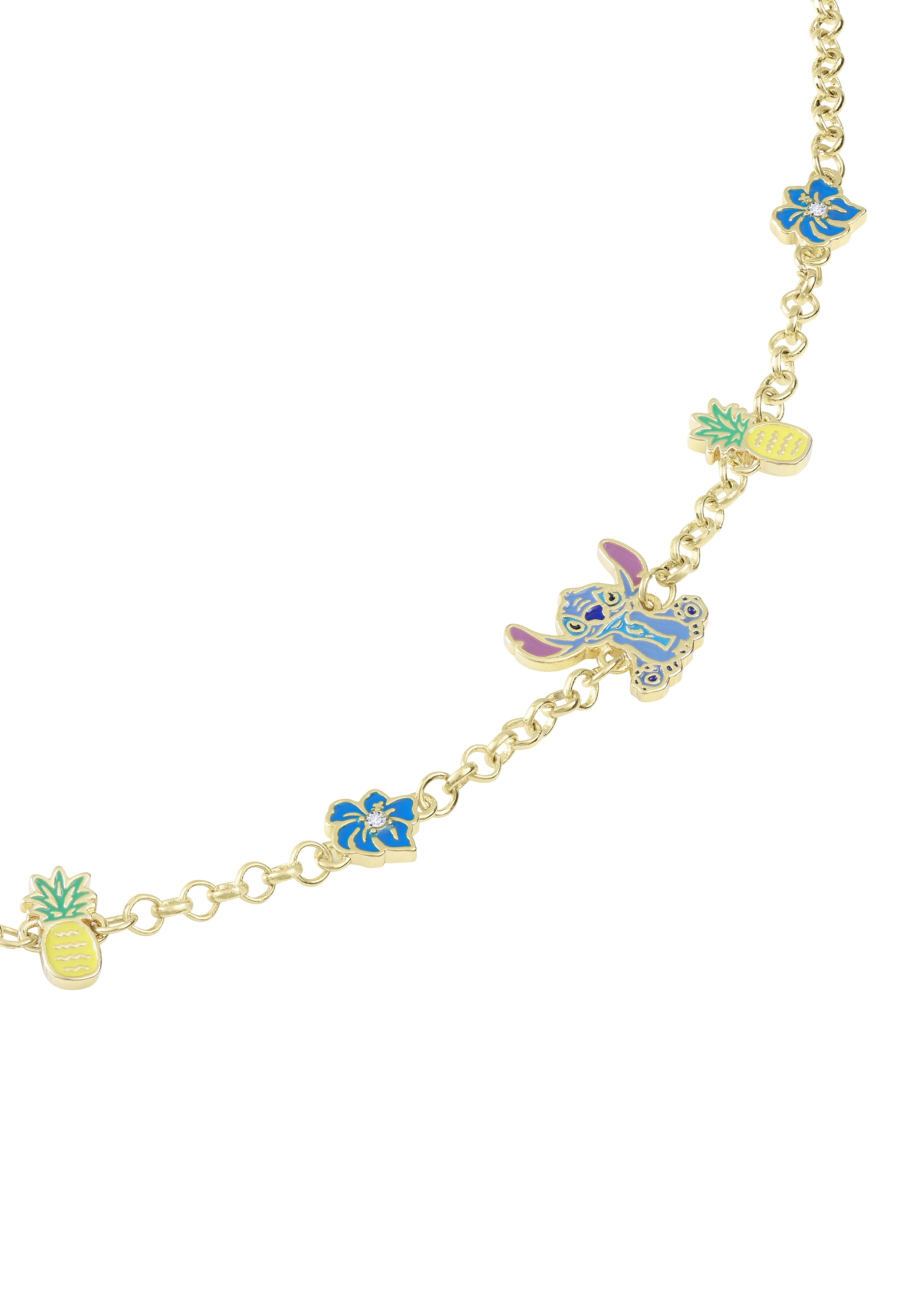 Brass YG Plated Stitch Pineapple & Flower Bracelet