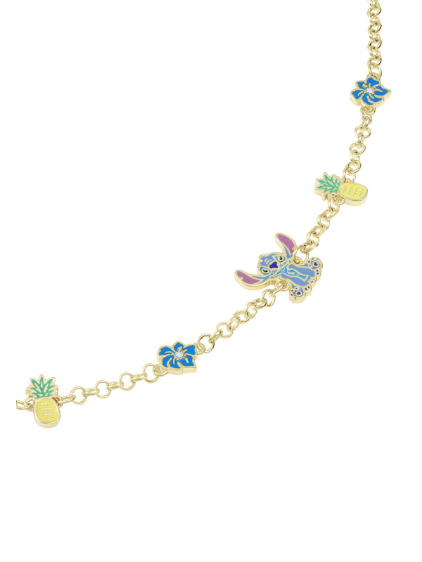 Brass YG Plated Stitch Pineapple & Flower Bracelet