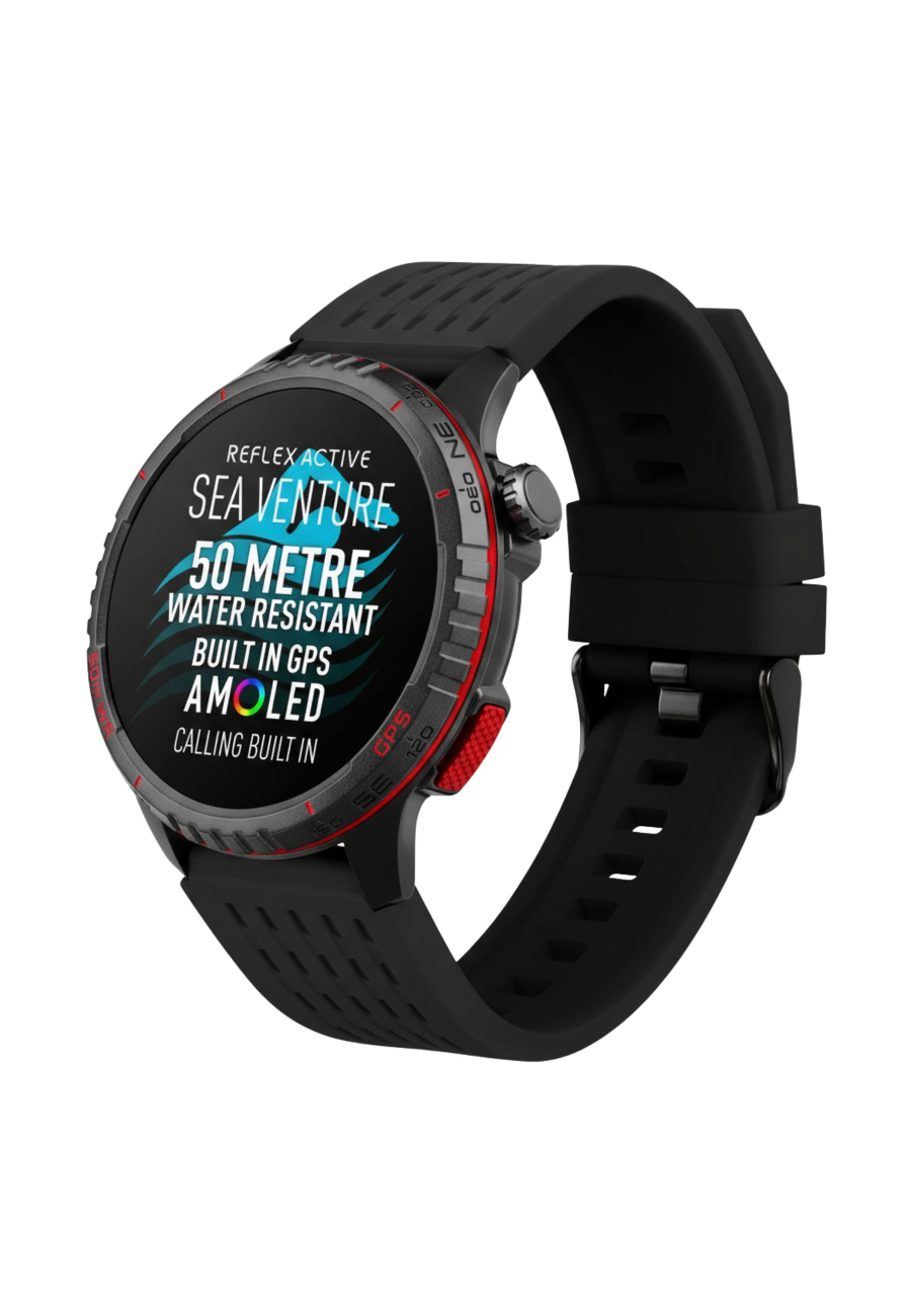 SEA VENTURE 400 R 50m Schwimmfeste AMOLED GPS Smartwatch mit Schwarzem Armband