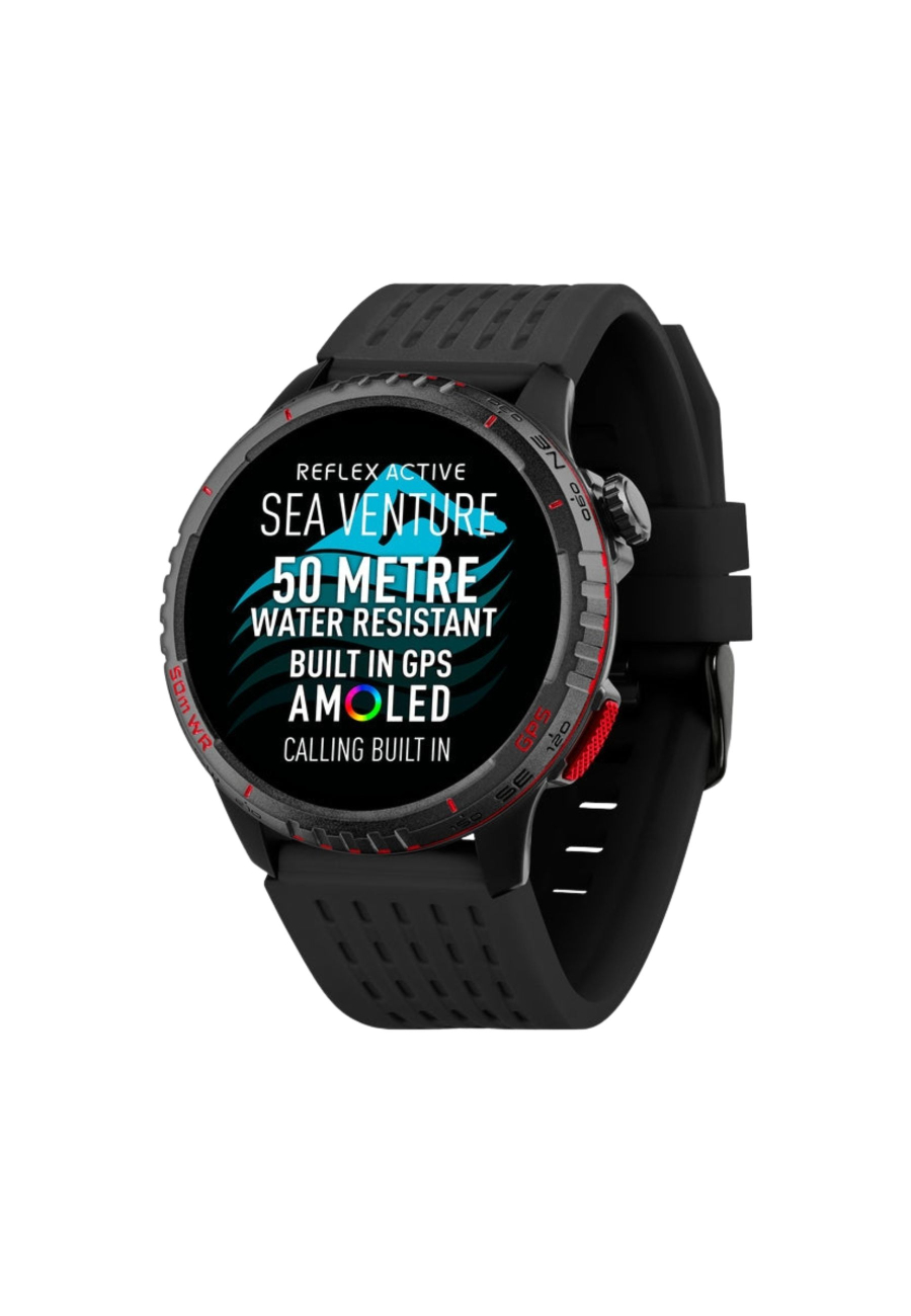SEA VENTURE 400 R 50m Schwimmfeste AMOLED GPS Smartwatch mit Schwarzem Armband