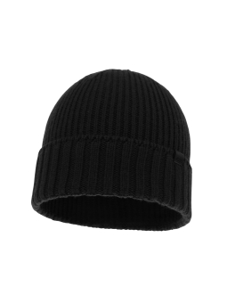 Herren-Wintermütze Bruner – Schwarz, 100% Extra Feine Merinowolle, Nahtlos