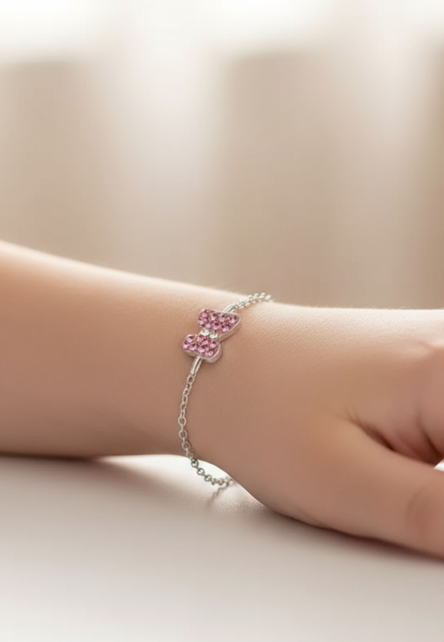 Children's Silver Butterfly Bracelet with Crystal