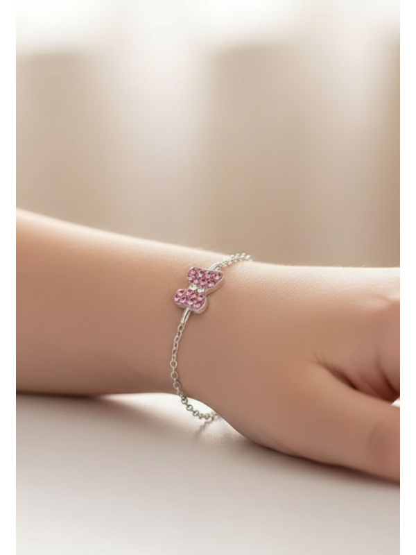 Bracelet Papillon en Argent pour Enfants avec Cristal