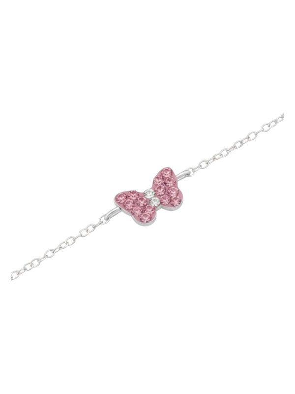 Pulsera de Plata Infantil con Mariposa y Cristal