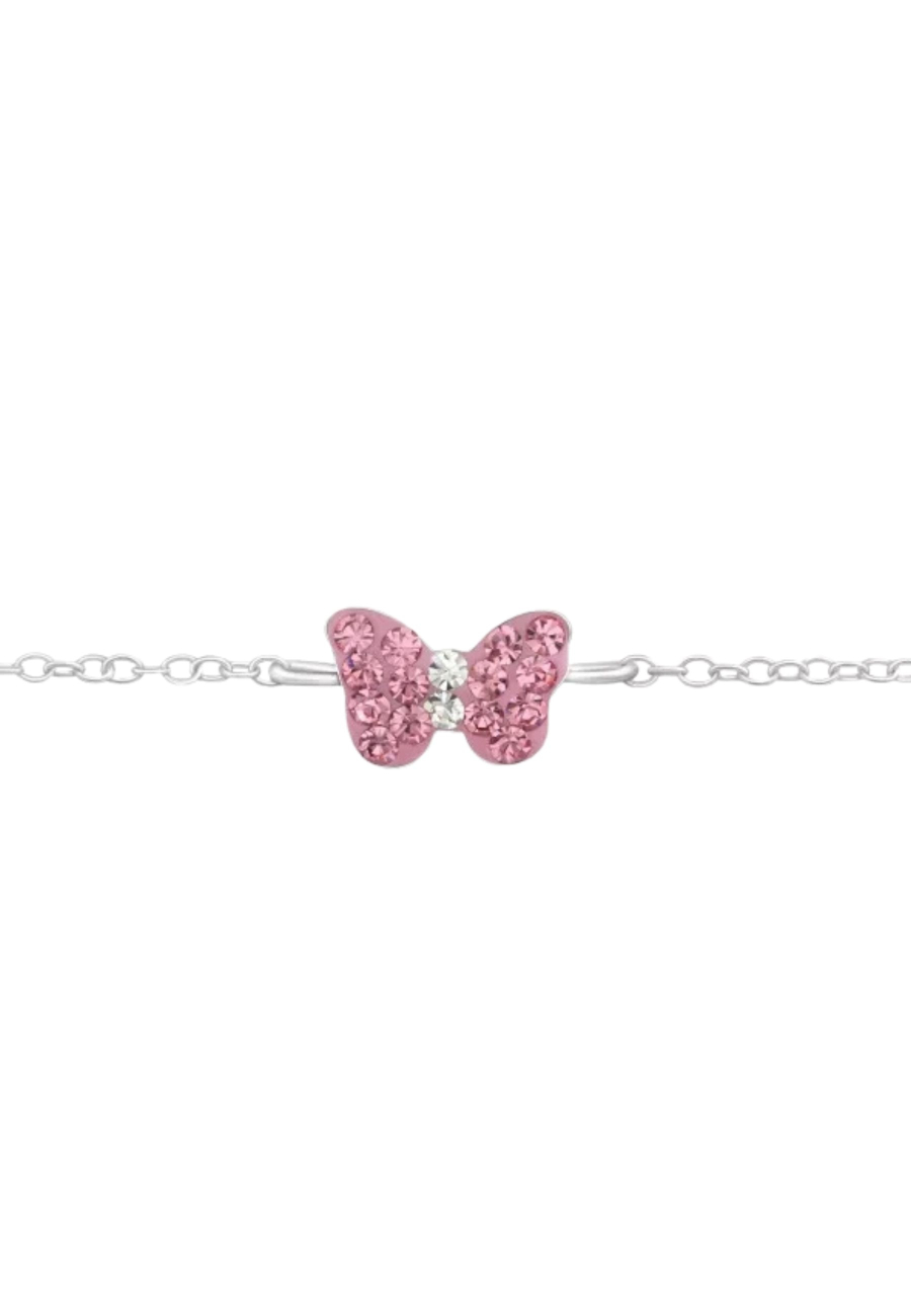 Pulsera de Plata Infantil con Mariposa y Cristal