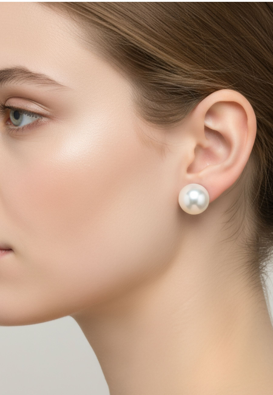 Ohrstecker aus Chirurgenstahl mit Synthetischer Perle 8 mm Hochglanzpoliert