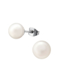 Boucles d’Oreilles en Acier Chirurgical avec Perle Synthétique 8 mm Poli Brillant