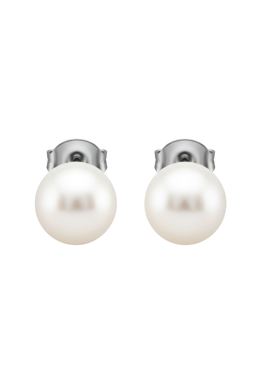 Synthetic Pearl 8mm High Polish Surgical Steel Ear Studs