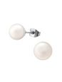 Boucles d’Oreilles en Acier Chirurgical avec Perle Synthétique 8 mm Poli Brillant