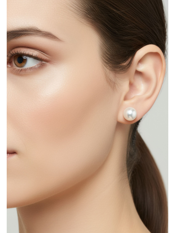 Ohrstecker aus Chirurgenstahl mit Synthetischer Perle 8 mm Hochglanzpoliert