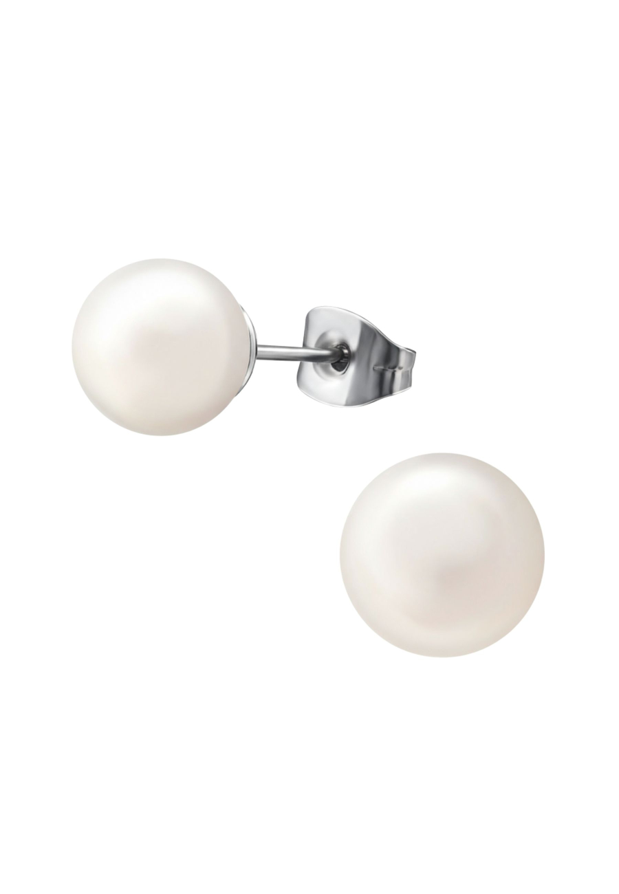 Ohrstecker aus Chirurgenstahl mit Synthetischer Perle 8 mm Hochglanzpoliert