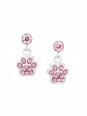Children's Silver Dangling Paw Print Ear Studs with Crystal