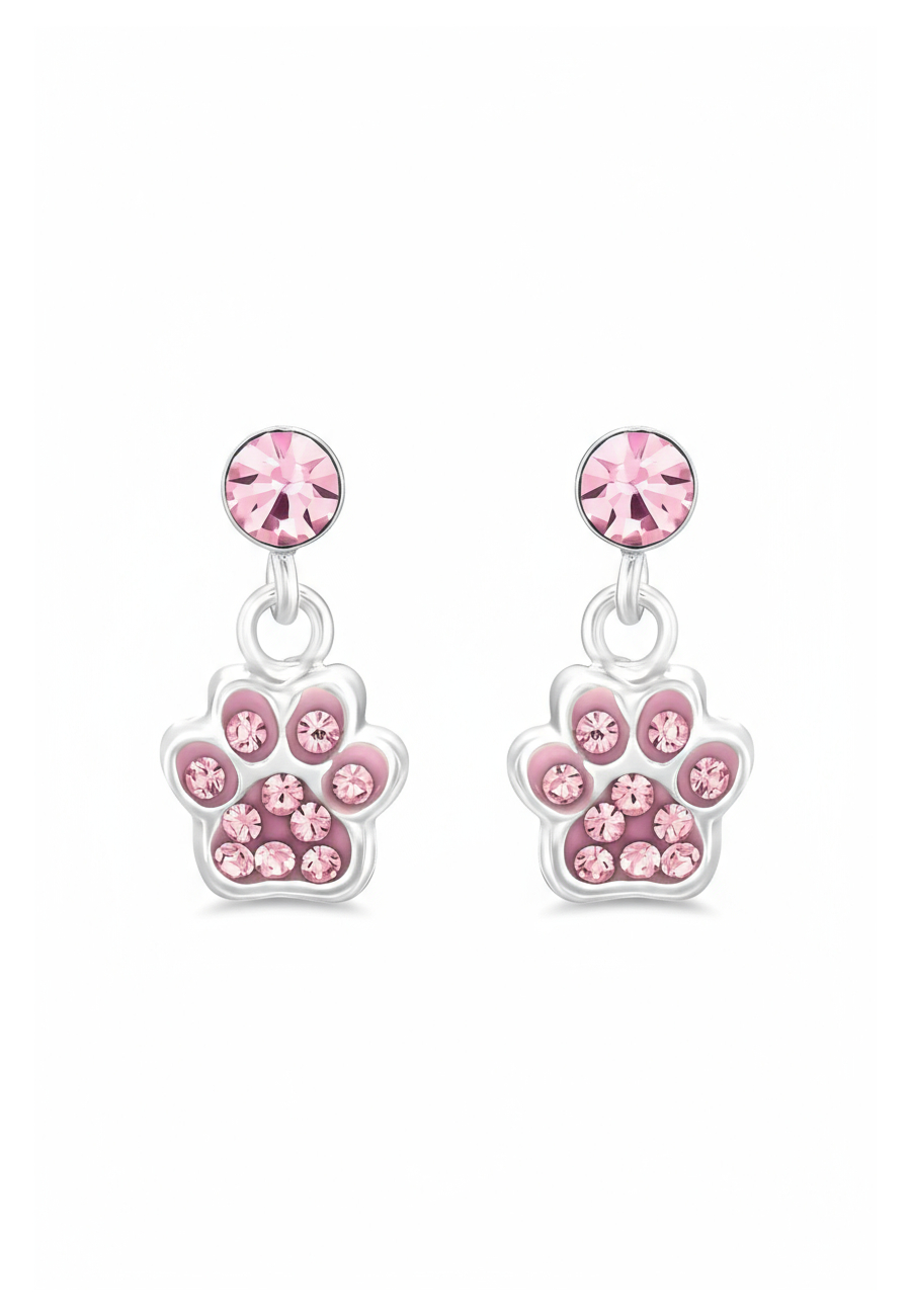 Boucles d’Oreilles Enfant en Argent Motif Patte Pendante avec Cristal