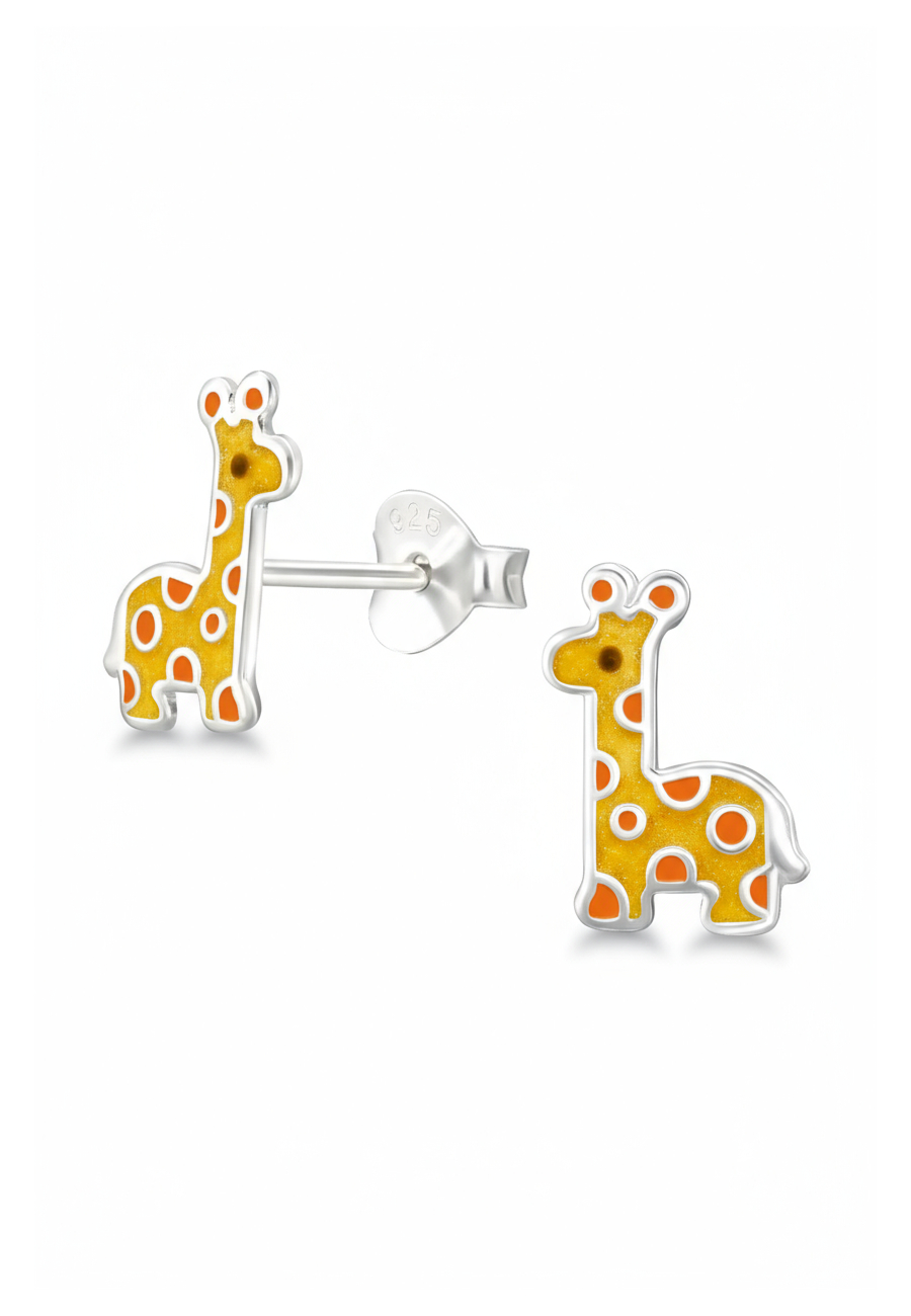 Giraffe Children's Sterling Silver Ear Studs with Epoxy