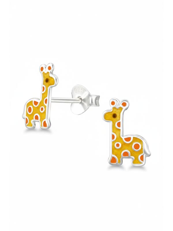 Giraffe Children's Sterling Silver Ear Studs with Epoxy