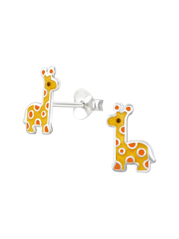 Giraffe Children's Sterling Silver Ear Studs with Epoxy