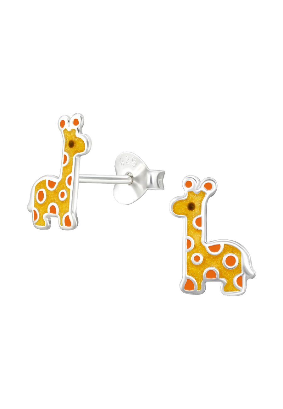 Giraffe Children's Sterling Silver Ear Studs with Epoxy