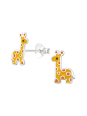 Boucles d’Oreilles Enfant en Argent Sterling Motif Girafe avec Époxy