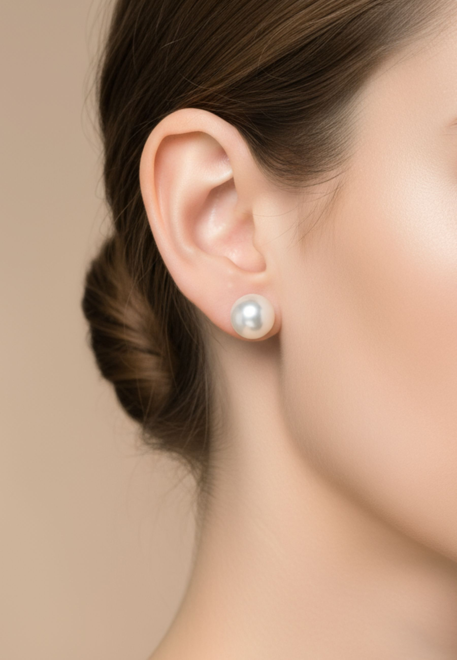 Pendientes de Plata de Ley con Perla de Agua Dulce de 7 mm