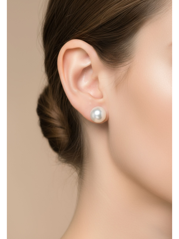 Pendientes de Plata de Ley con Perla de Agua Dulce de 7 mm