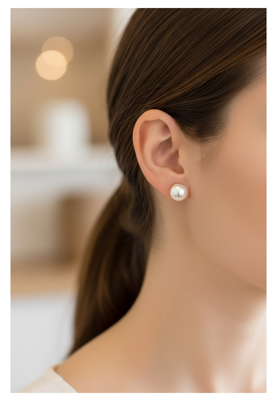 Boucles d’Oreilles en Argent Sterling avec Perle en Verre 6 mm