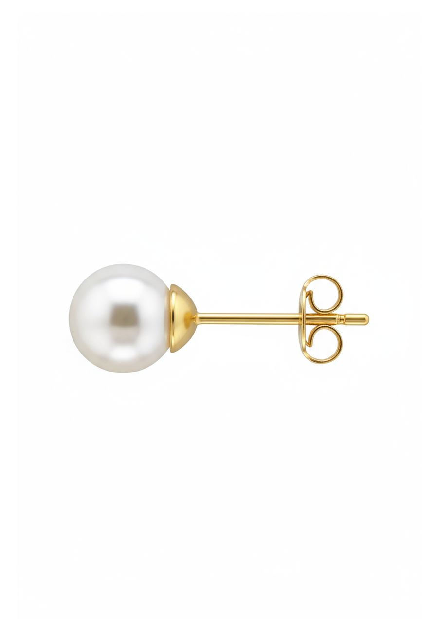 6mm Glass Pearl Sterling Silver Ear Studs