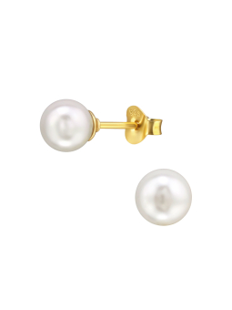 Boucles d’Oreilles en Argent Sterling avec Perle en Verre 6 mm