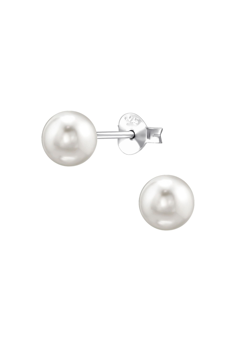 6mm Sterling Silver Ear Studs with Glass Pearl