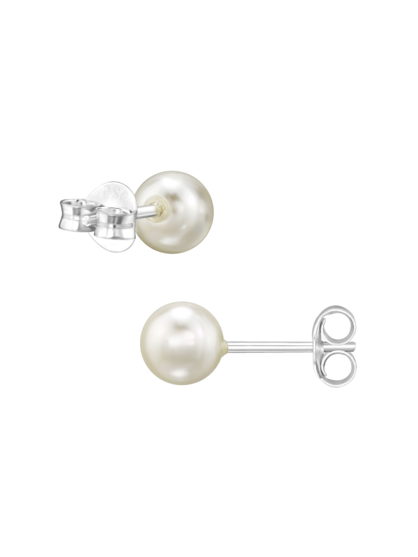 Boucles d’Oreilles en Argent Sterling 6 mm avec Perle en Verre