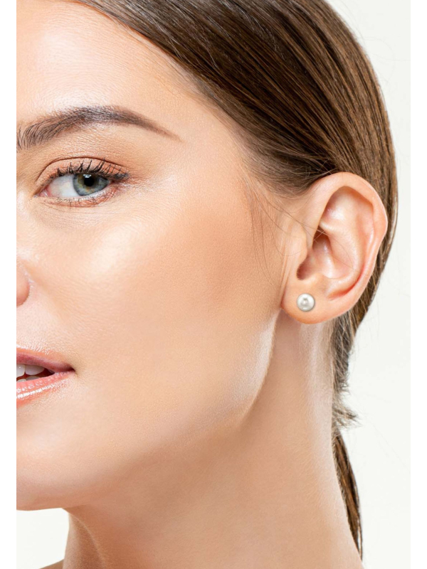 Zilveren Oorknopjes 6 mm met Glazen Parel