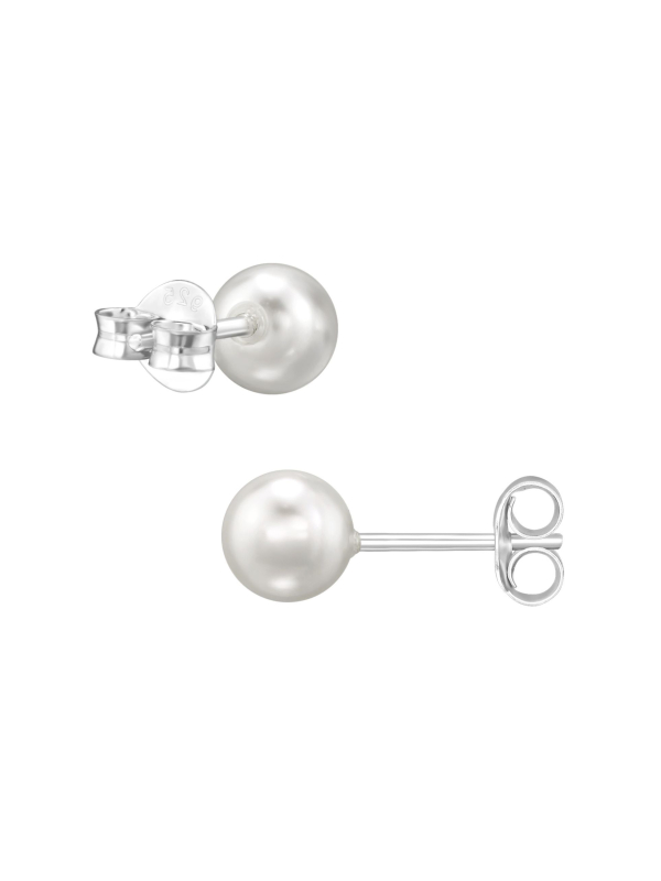 Boucles d’Oreilles en Argent Sterling 6 mm avec Perle en Verre