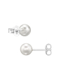 6mm Sterling Silver Ear Studs with Glass Pearl