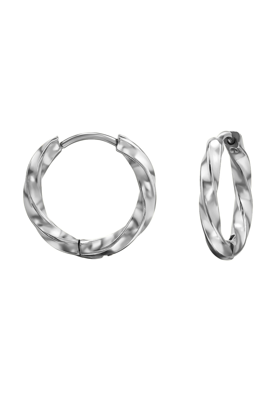 12mm Diamond Cut Stainless Steel Huggie Hoops