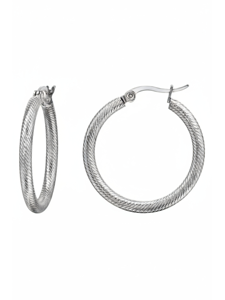 30 mm Edelstahl Creolen mit Schlangenlederstruktur und französischem Verschluss