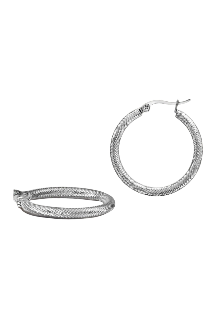 30 mm Edelstahl Creolen mit Schlangenlederstruktur und französischem Verschluss