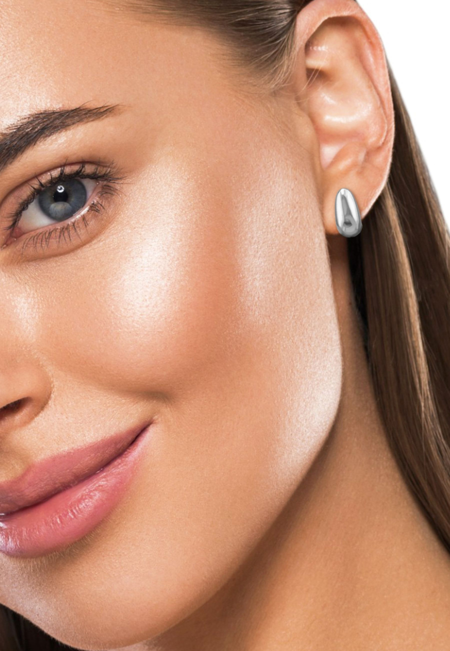 20mm Teardrop Stainless Steel Half Hoop Ear Studs