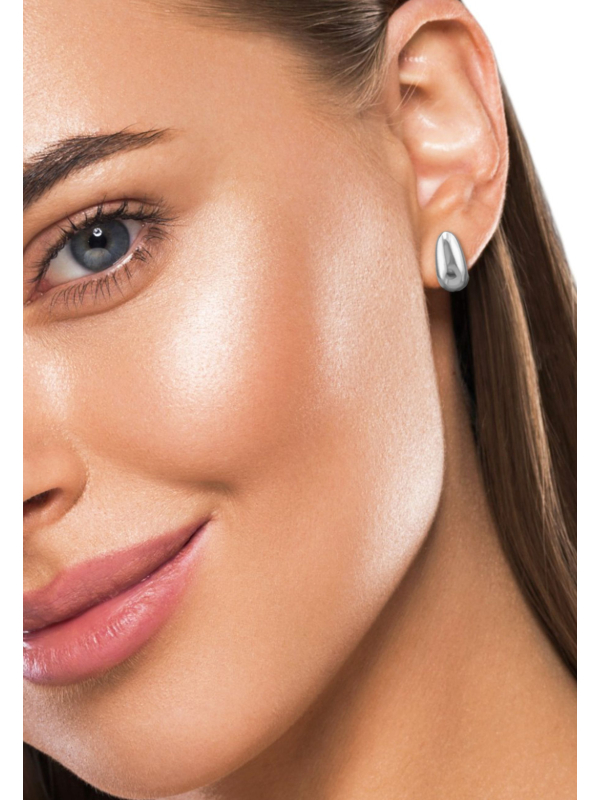 20mm Teardrop Stainless Steel Half Hoop Ear Studs