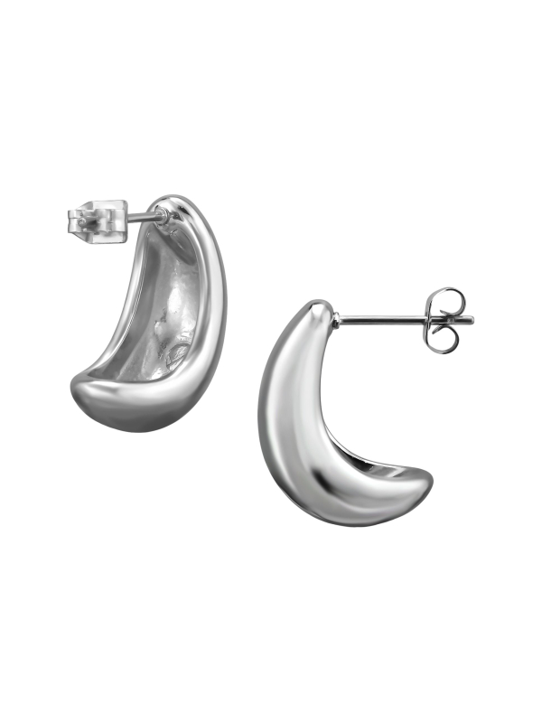 20mm Teardrop Stainless Steel Half Hoop Ear Studs
