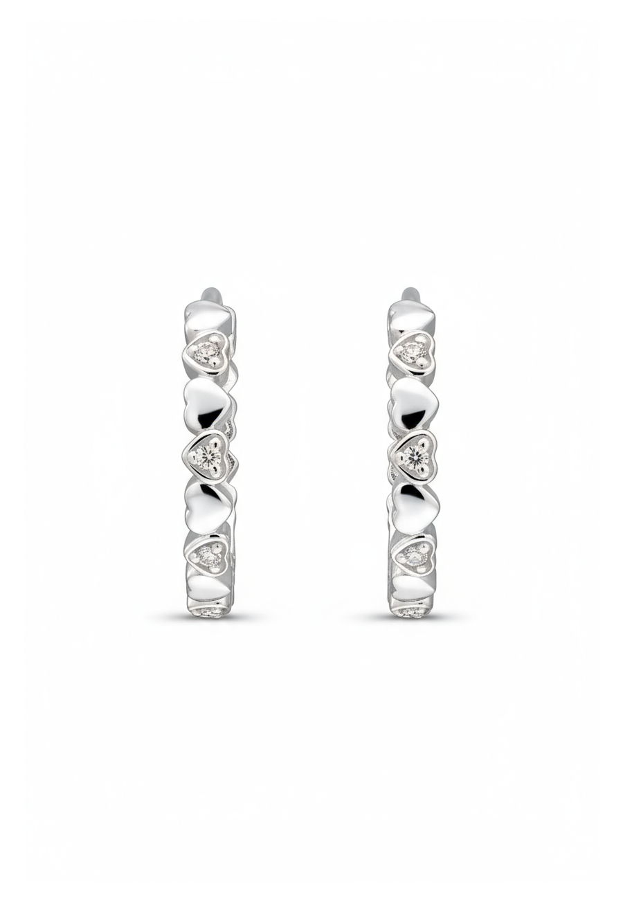 Heart Band Sterlingsilber Huggie Creolen mit 12x Zirkonia
