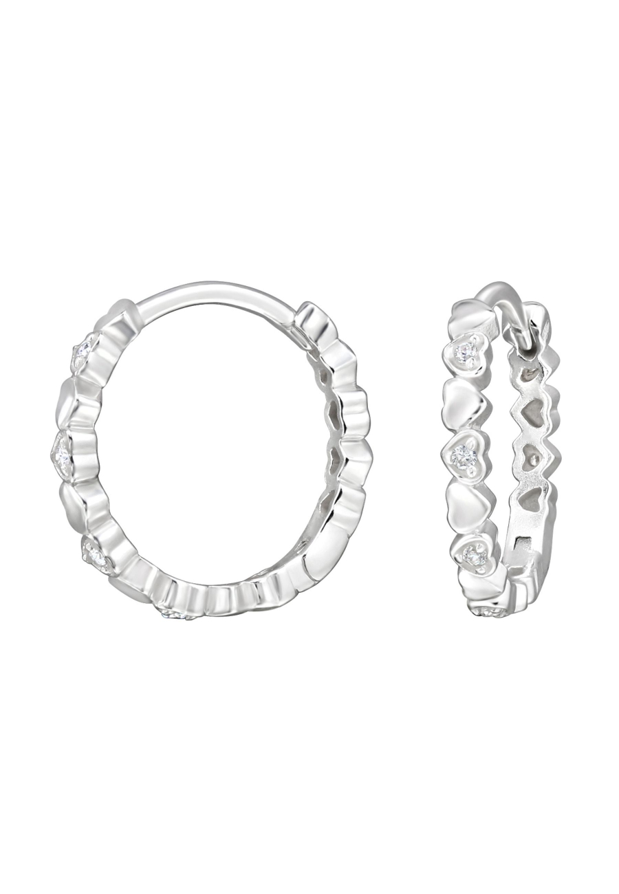 Heart Band Sterlingsilber Huggie Creolen mit 12x Zirkonia