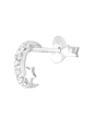 Puces d'Oreilles Lune et Étoile en Argent avec Zircone Cubique