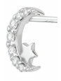 Silver Moon and Star Ear Studs with Cubic Zirconia