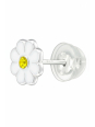 Puces d'Oreilles Marguerites en Argent Premium pour Enfants avec Cristal et Époxy